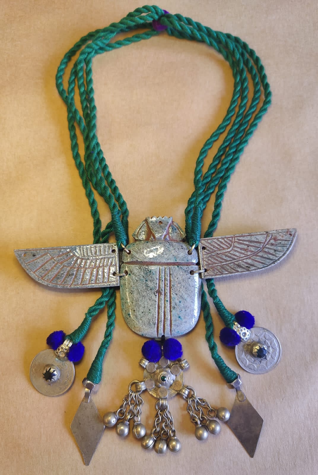 Egyptian scarab beetle necklace