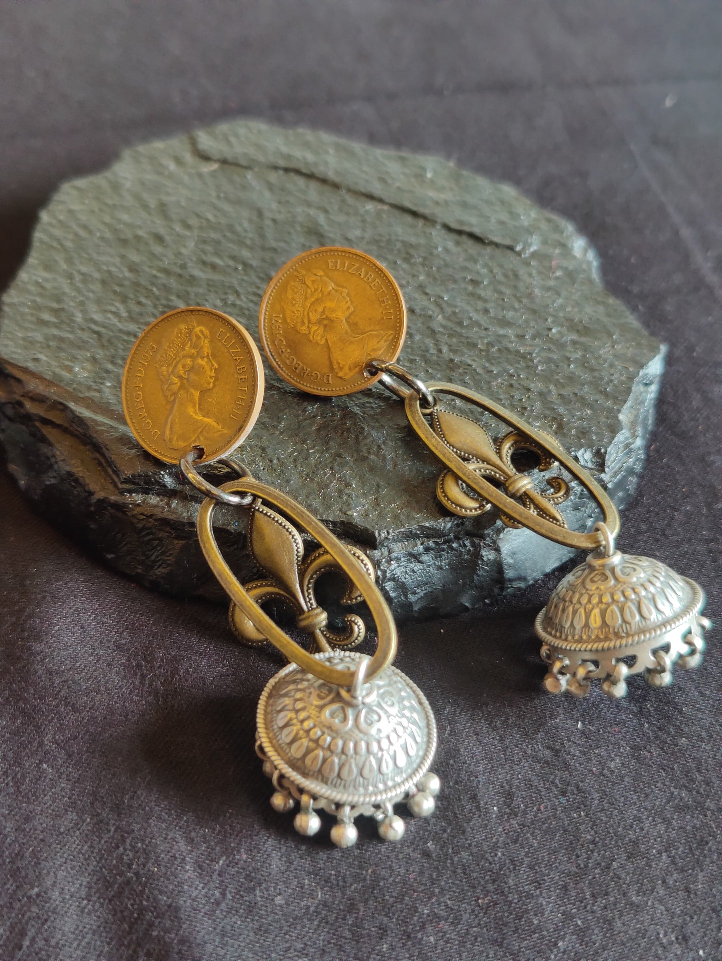 Vintage Coin Dome Earrings