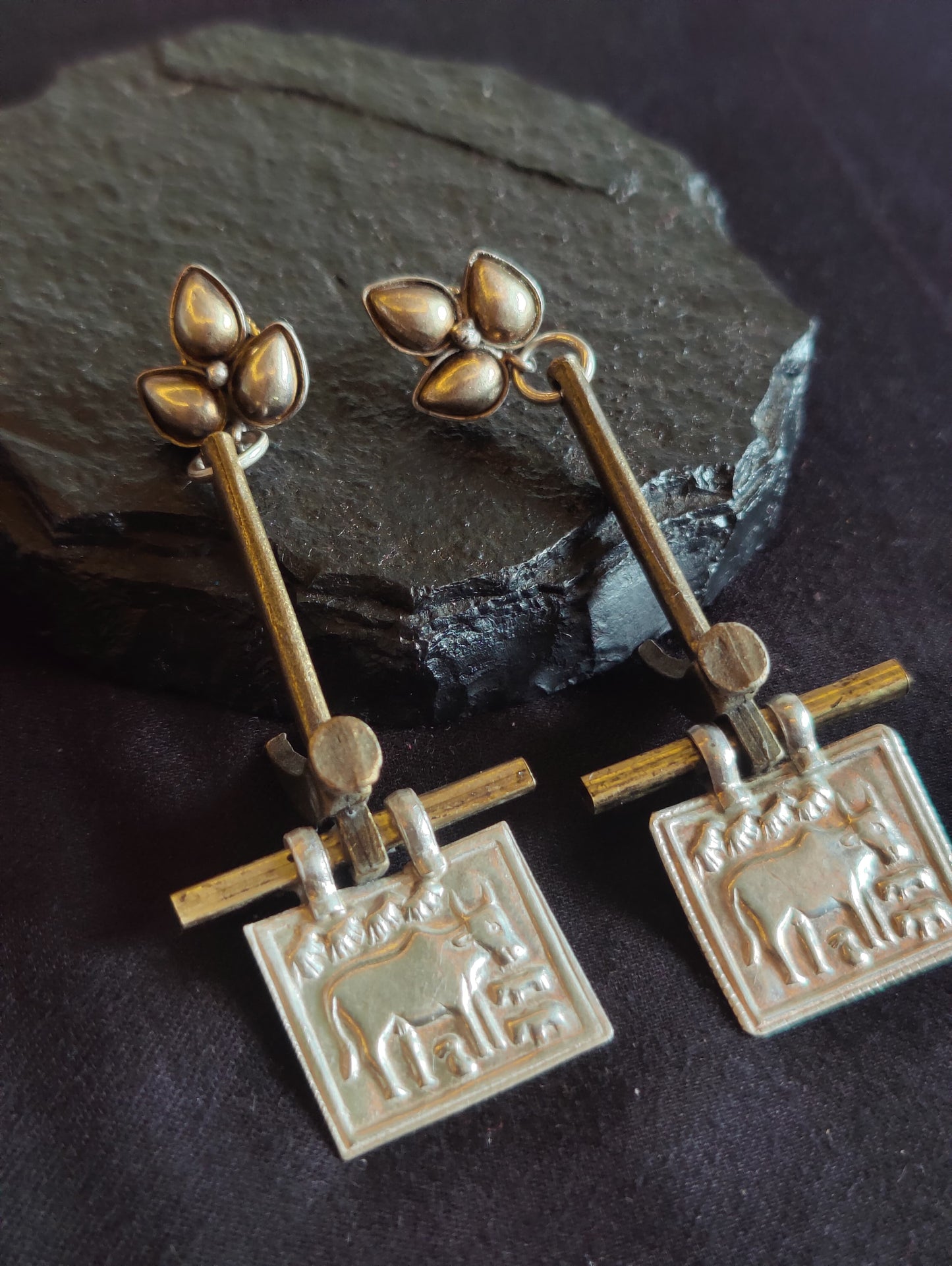 Tribal Bull Charm Earrings