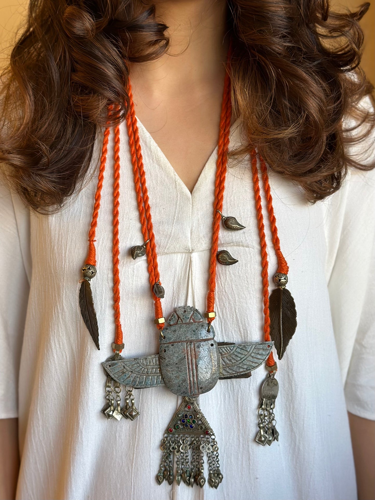 Egyptian scarab beetle necklace