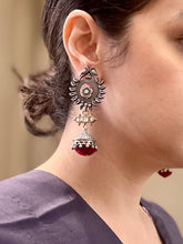 Load image into Gallery viewer, Floral Bird Silver Earrings
