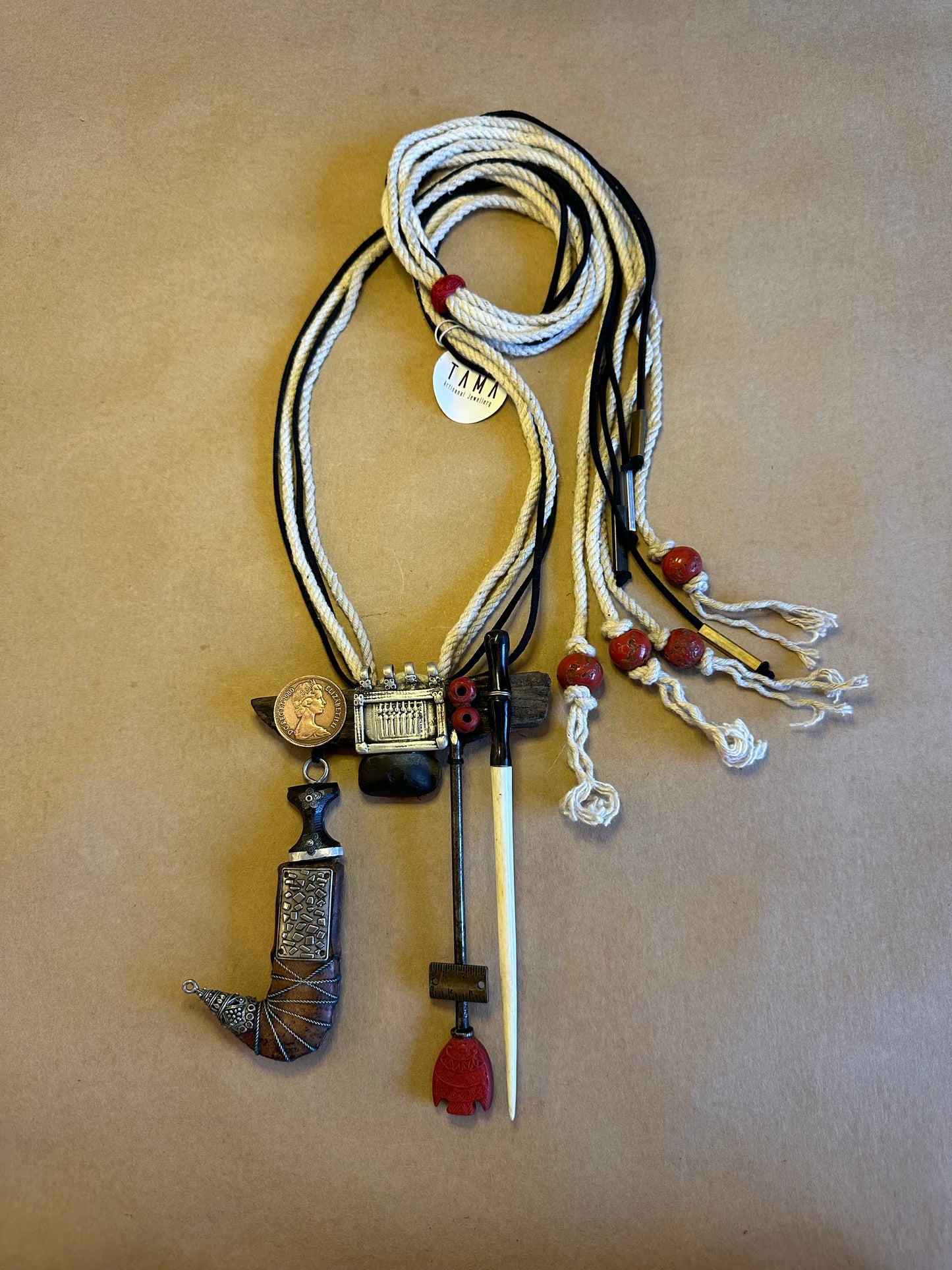 Silver tabiz antique knife necklace