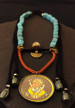 Load image into Gallery viewer, Hand painted Ganesha on silver necklace
