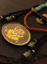 Load image into Gallery viewer, Hand painted Ganesha on silver necklace
