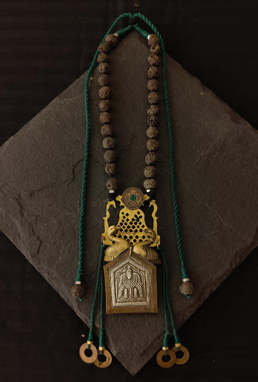 Silver deity pendant necklace