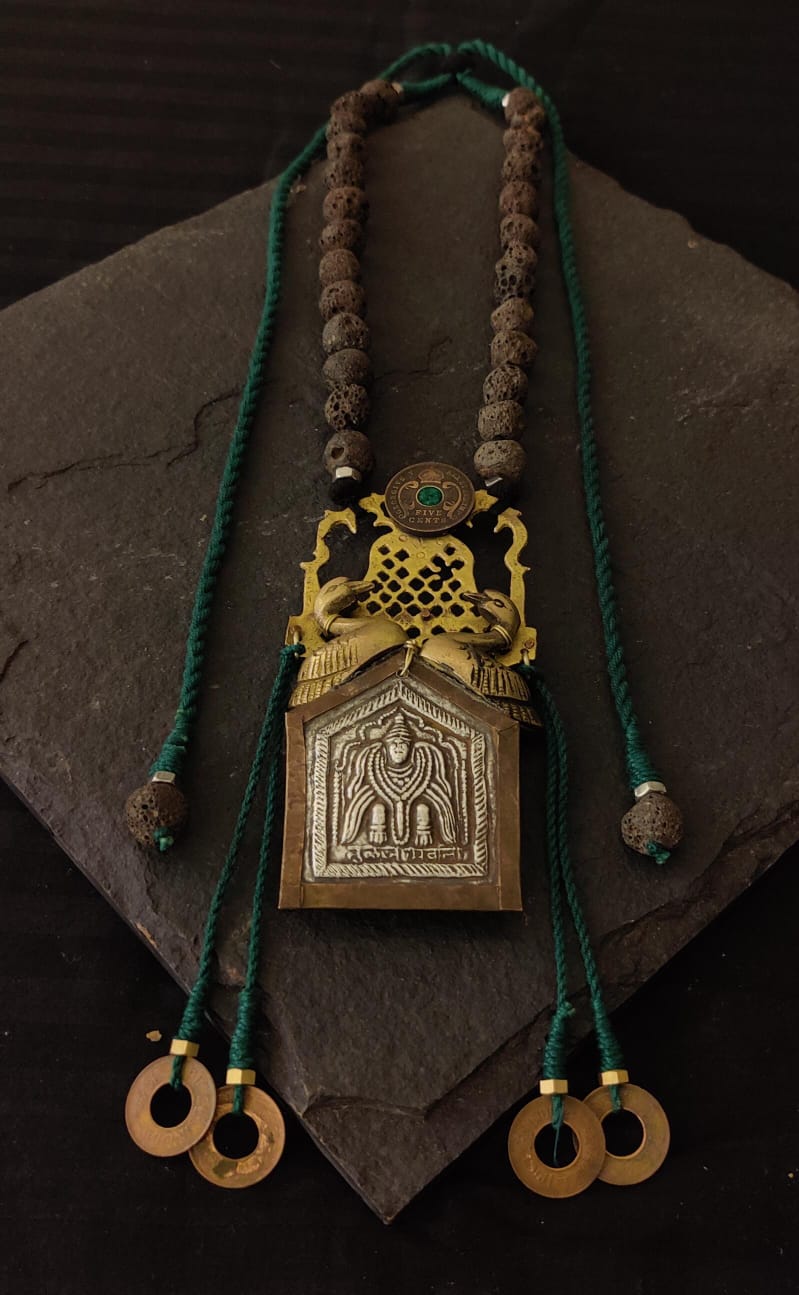 Silver deity pendant necklace