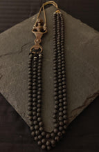 Load image into Gallery viewer, Lava Stone Bead Necklace with Vintage Brass Bottle Opener Pendant
