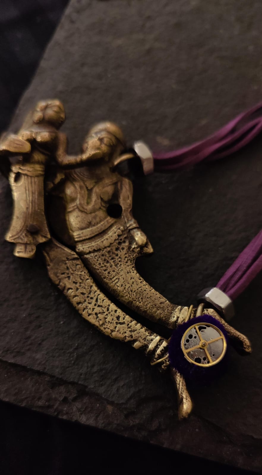 Vintage Brass Nutcracker Pendant Necklace