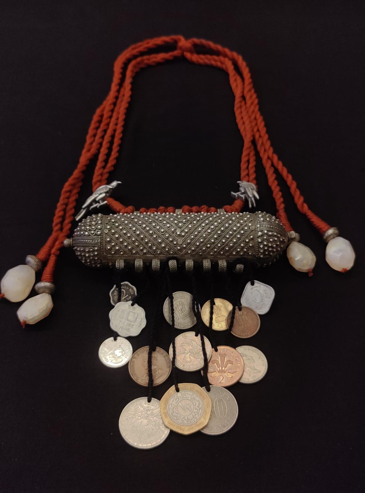 Tribal pendant with coin tassels