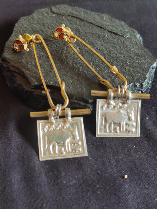 Indus Bull Plate Silver Dangles