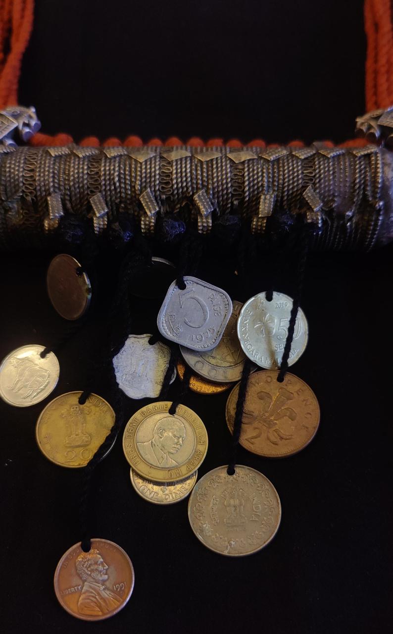 Tribal pendant with coin tassels