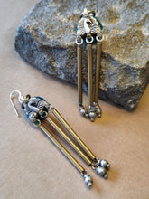 Load image into Gallery viewer, Silver peacock earrings
